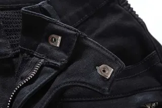 Black Moto-Style Zippered Knee-Panels Jeans 5