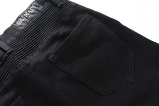 Black Moto-Style Zippered Knee-Panels Jeans 7