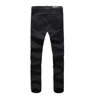 Black Moto-Style Zippered Knee-Panels Jeans 8