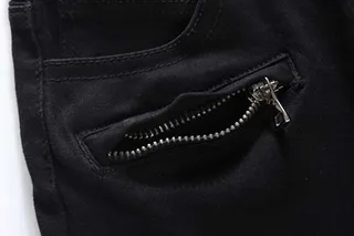 Black Moto-Style Zippered Knee-Panels Jeans 10