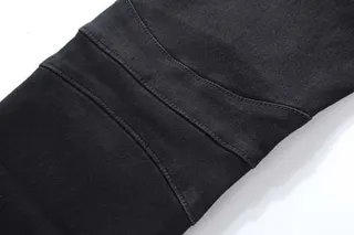 Black Moto-Style Zippered Knee-Panels Jeans 12