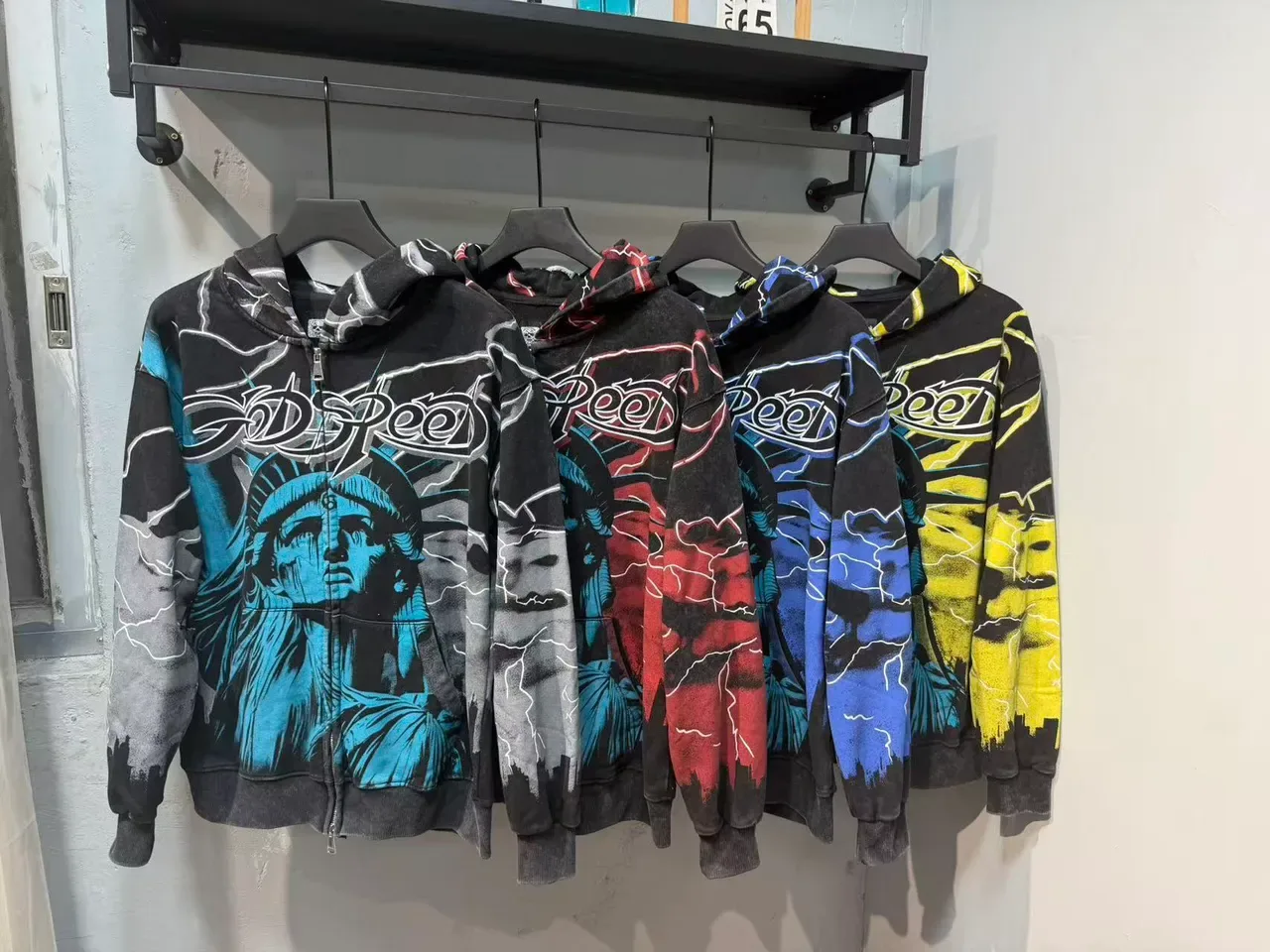 Black Multicolor Graphic-Print Full-Zip Hoodie 15