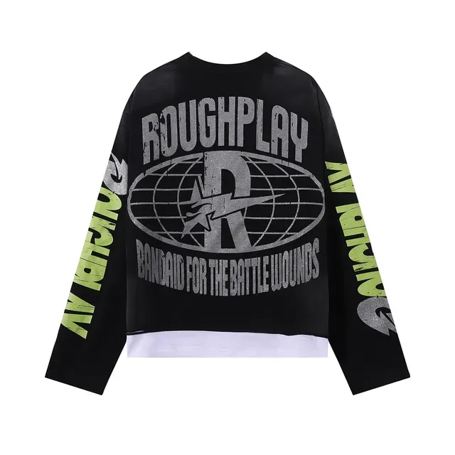 Black Neon Graphic Skull Oversized Long-Sleeve T-Shirt 2
