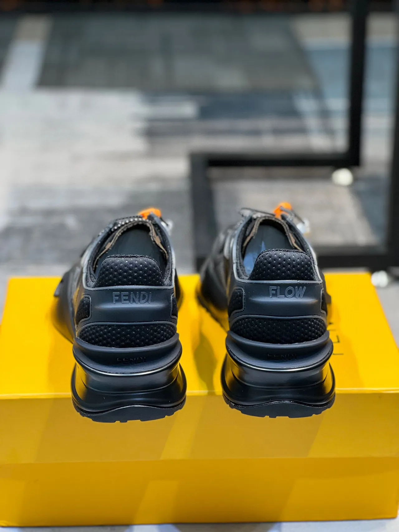 Black Orange Platform Sole Dual-Lace-and-Toggle Closure Chunky Sneakers 2