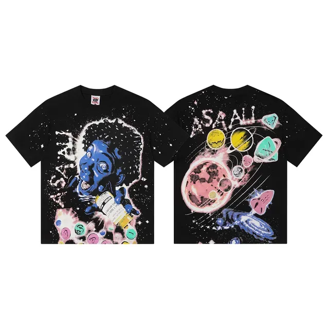 Black Oversized Graphic Print Space Theme T-Shirt 2