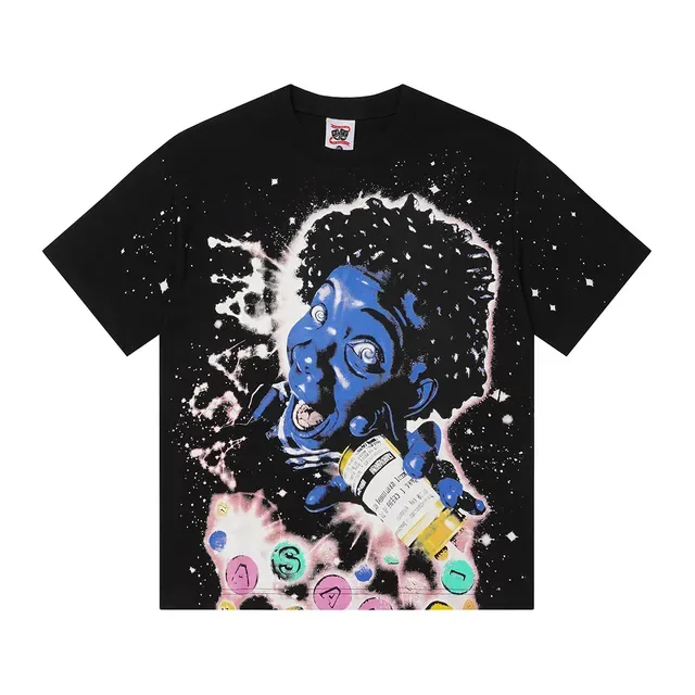 Black Oversized Graphic Print Space Theme T-Shirt 3