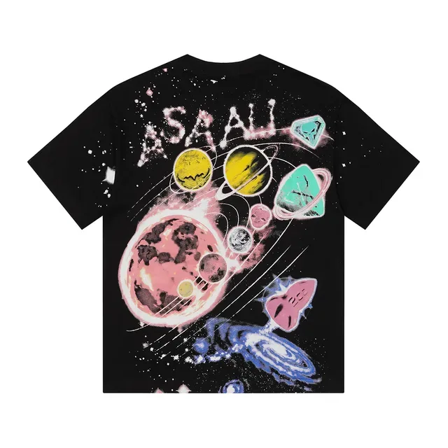 Black Oversized Graphic Print Space Theme T-Shirt 4