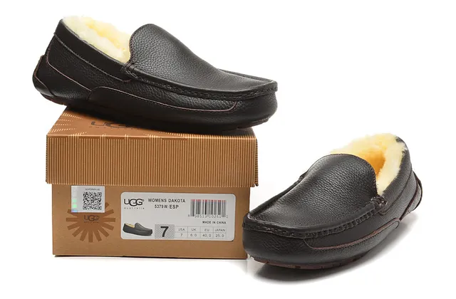 Black Pebbled Leather Shearling-Lined Moccasin-Stitched Slip-On Loafer 3
