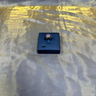 Black Purple Pavé-Set Stone Cluster Dome-Shaped Top Ring
