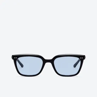 Black Rectangular Frame Light Blue Tinted Sunglasses