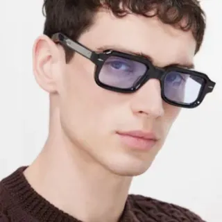 Black Rectangular Full-Rim Tinted Sunglasses