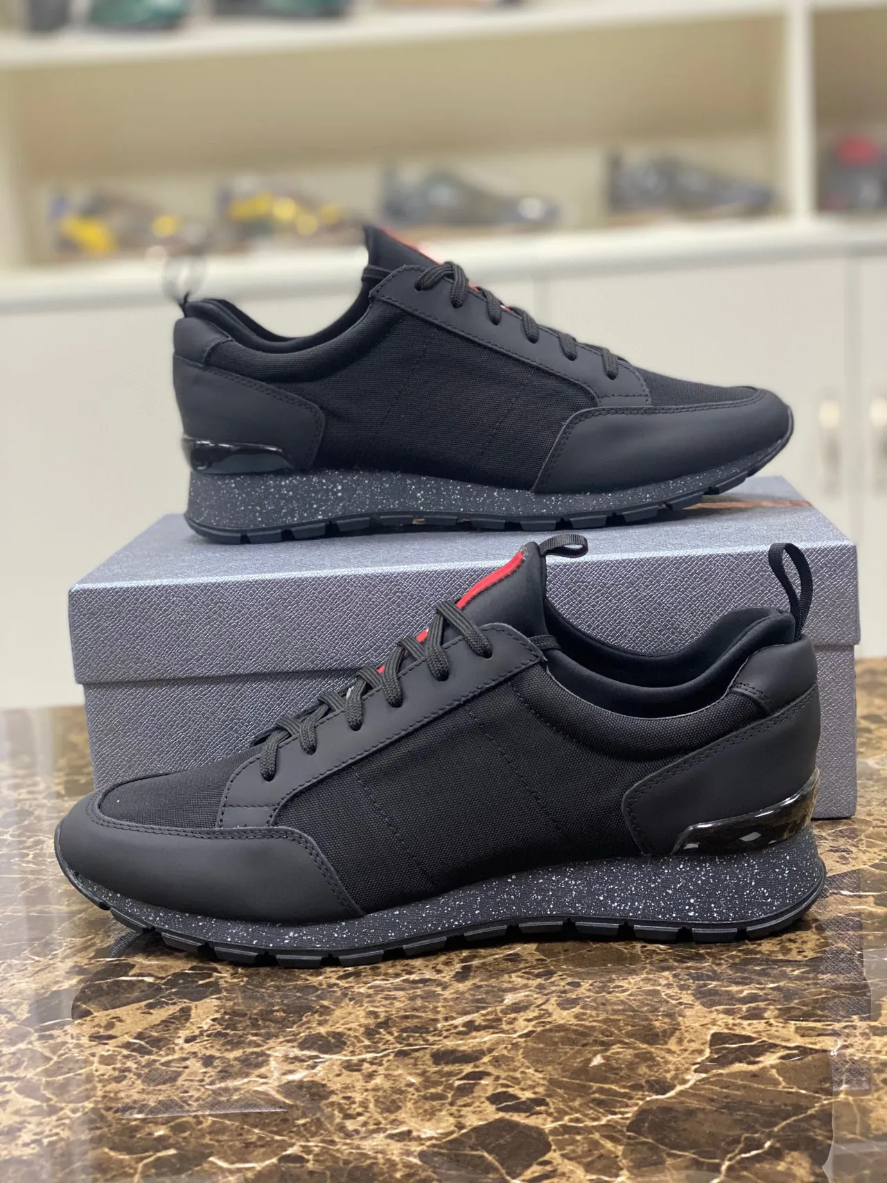 Black Red-Accent Speckled Midsole Lifestyle Sneaker 6