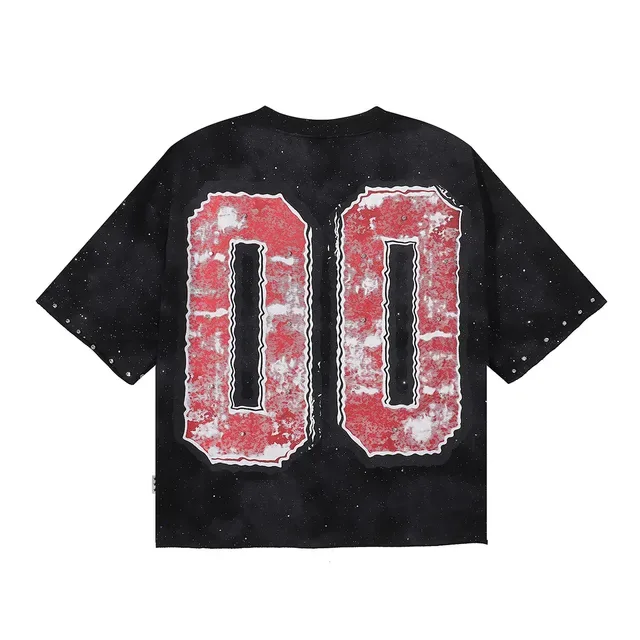 Black Red Oversized Fit Graphic Print T-Shirt 4