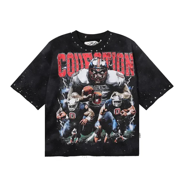 Black Red Oversized Fit Graphic Print T-Shirt 5
