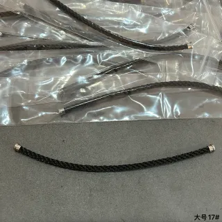 Preto Prateado Cordão Trançado Metal Tampas Finais Joias