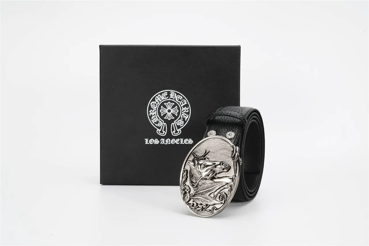 Black Silver Pebbled Antiqued Oval Buckle Leather Belt 5