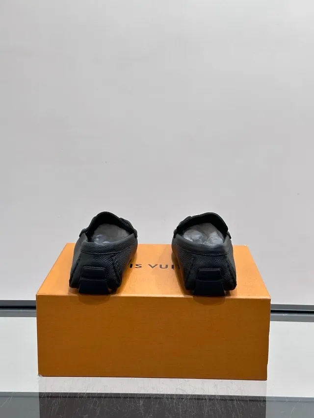 Black Silver Pebbled Leather Checkered Panel Detail Loafer 3