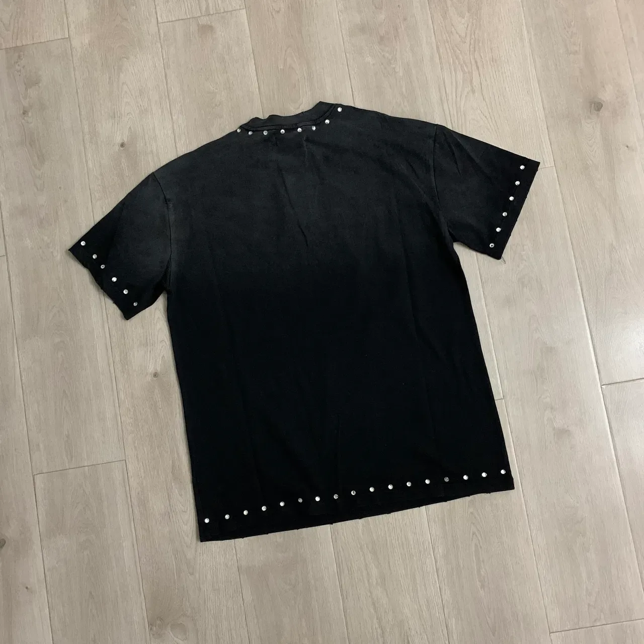 Black Studded Graphic Motorcycle Print Oversized T-Shirt 6