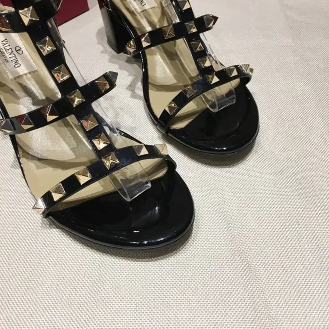 Black Studded Multi-Strap Block Heel Gladiator Sandals 4
