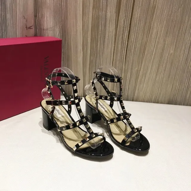 Black Studded Multi-Strap Block Heel Gladiator Sandals 5