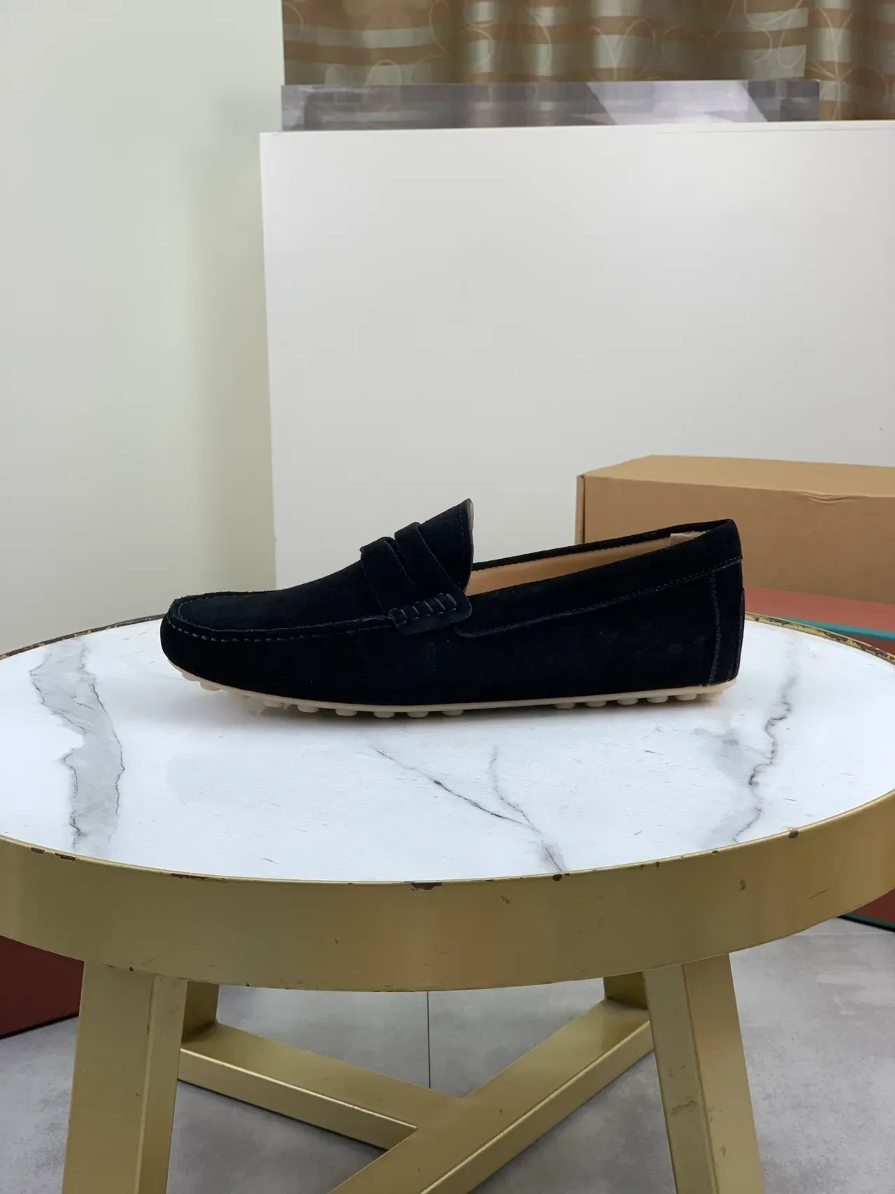 Black Suede Penny Loafer Strap Loafers 5