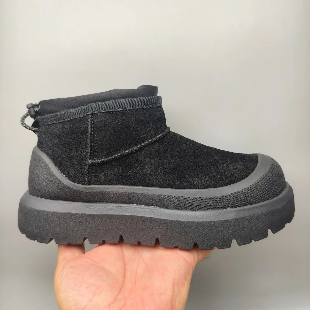 Black Suede Upper Elasticated Collar Boots 2