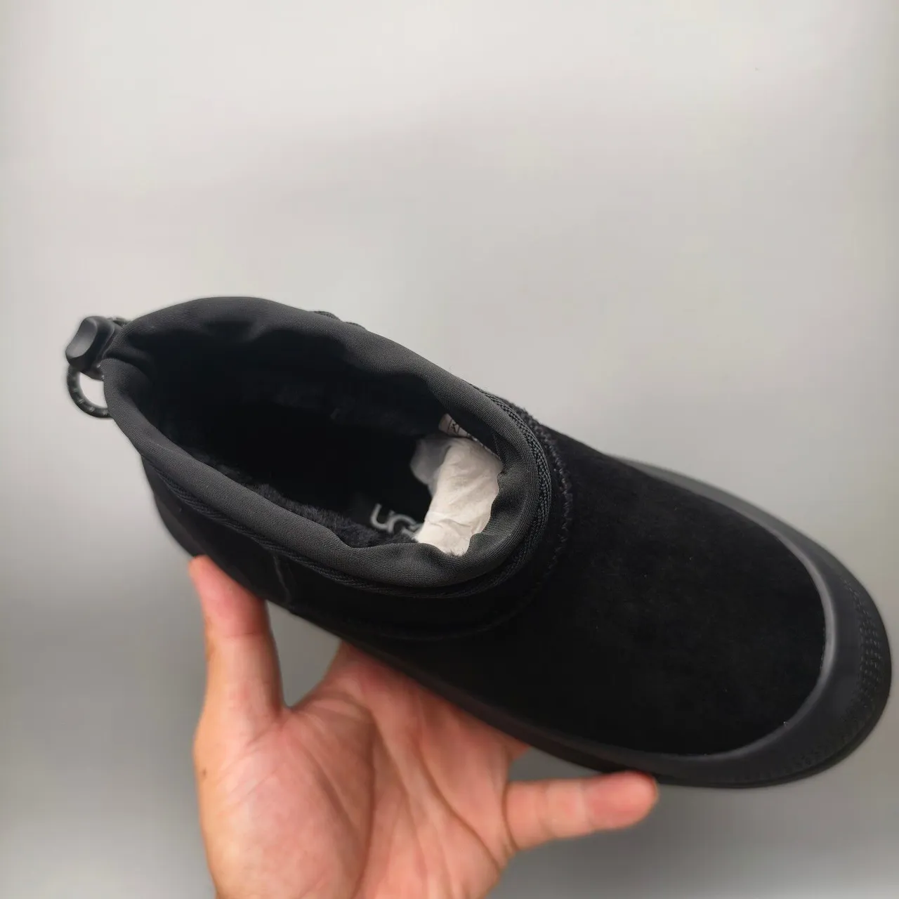 Black Suede Upper Elasticated Collar Boots 3