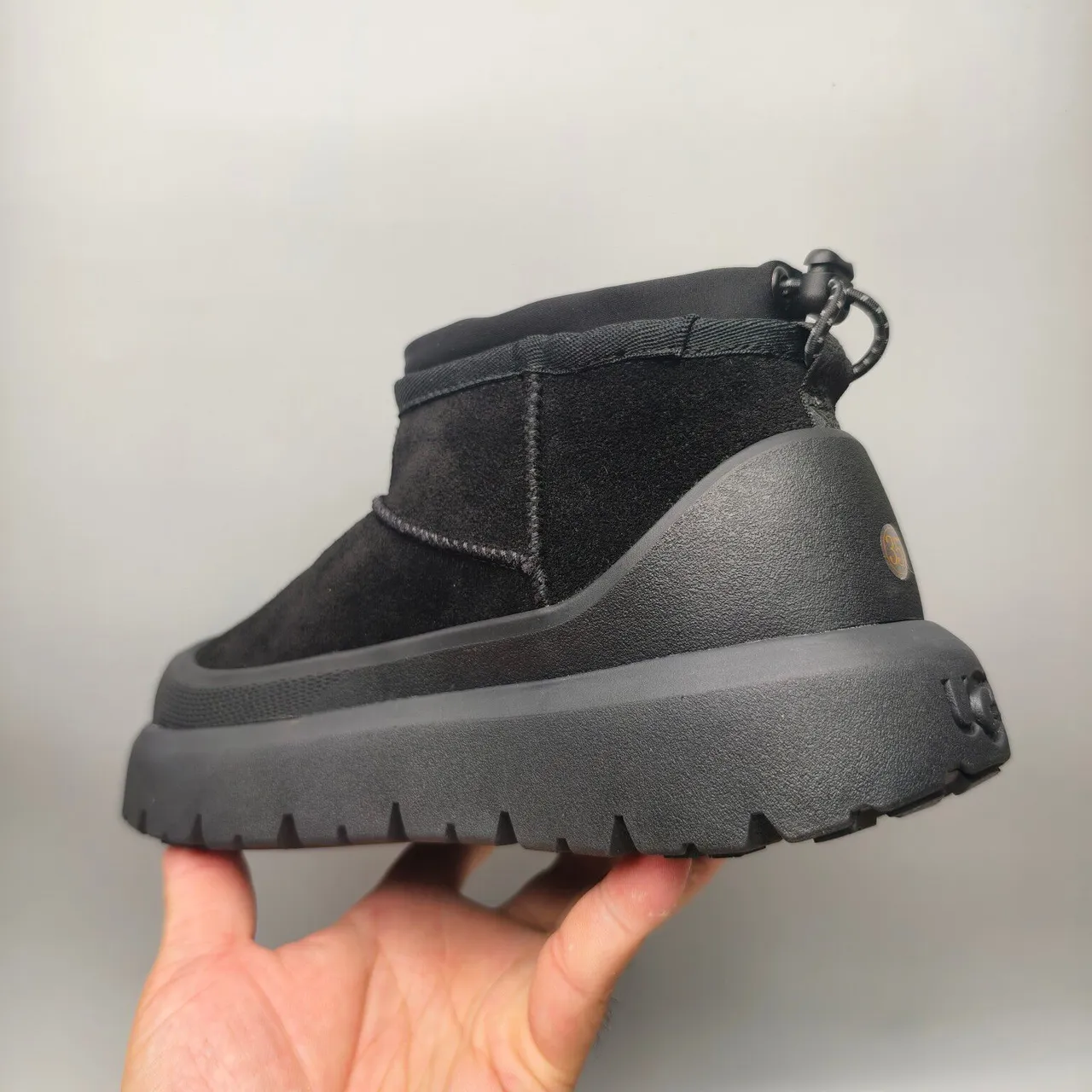 Black Suede Upper Elasticated Collar Boots 4