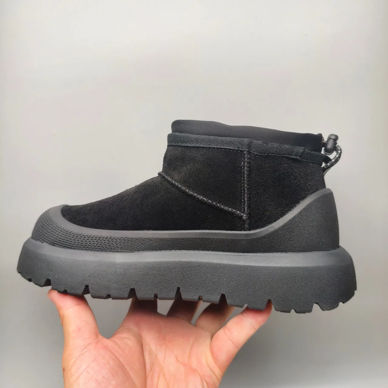 Black Suede Upper Elasticated Collar Boots 7