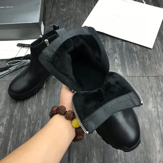 Black Transparent Leather Upper Side Metal Zipper Ankle Boots 6