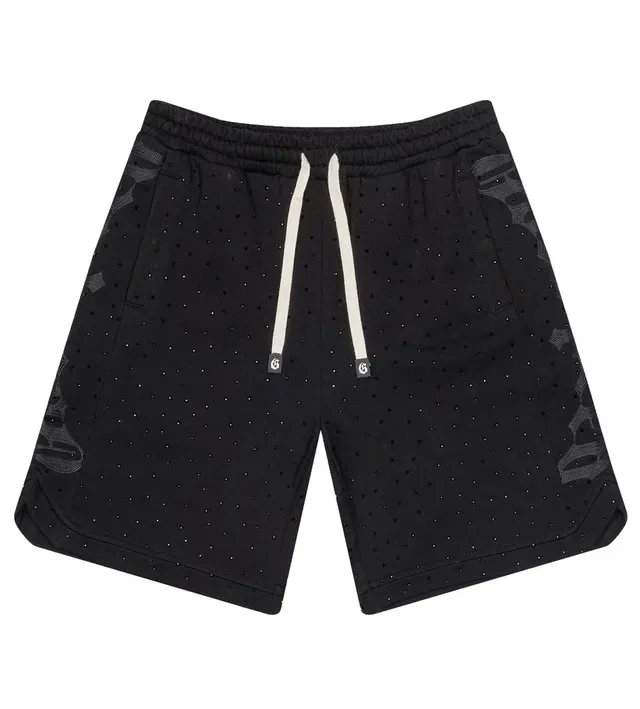Black White Elastic Waistband Drawstring Closure Shorts 2