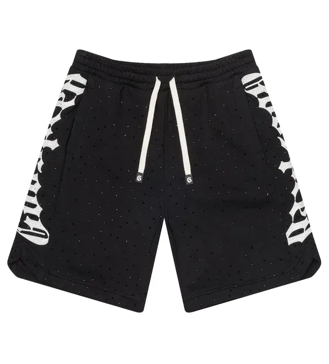 Black White Elastic Waistband Drawstring Closure Shorts 3