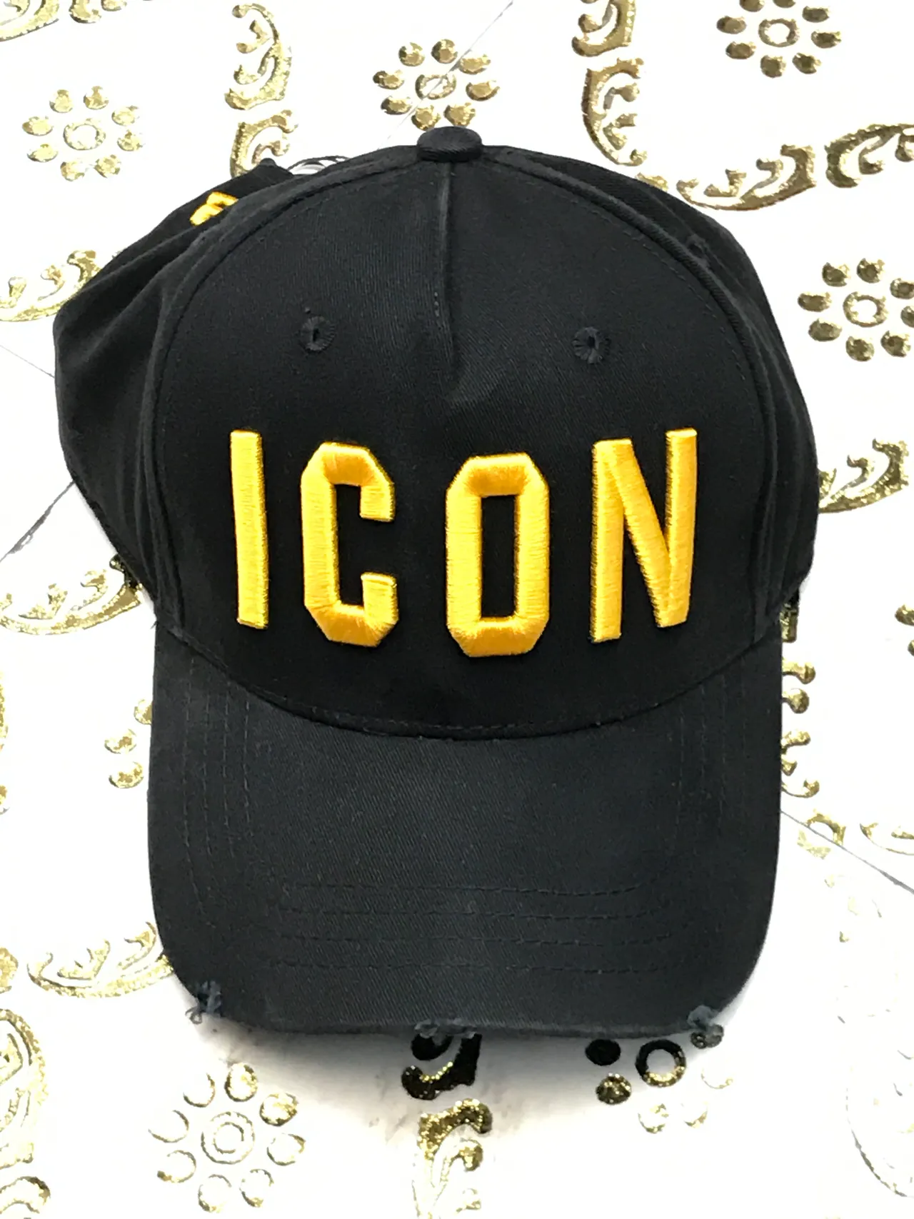 Black White Embroidered Block-Letter Front Panel Structured Crown Baseball Cap 4