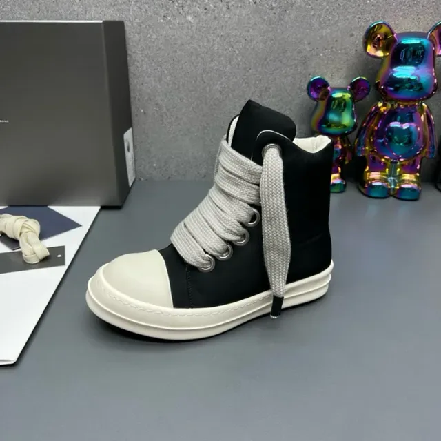 Black White High-Top Padded Collar Sneakers 3