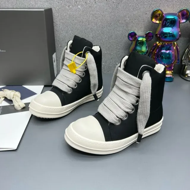 Black White High-Top Padded Collar Sneakers 4