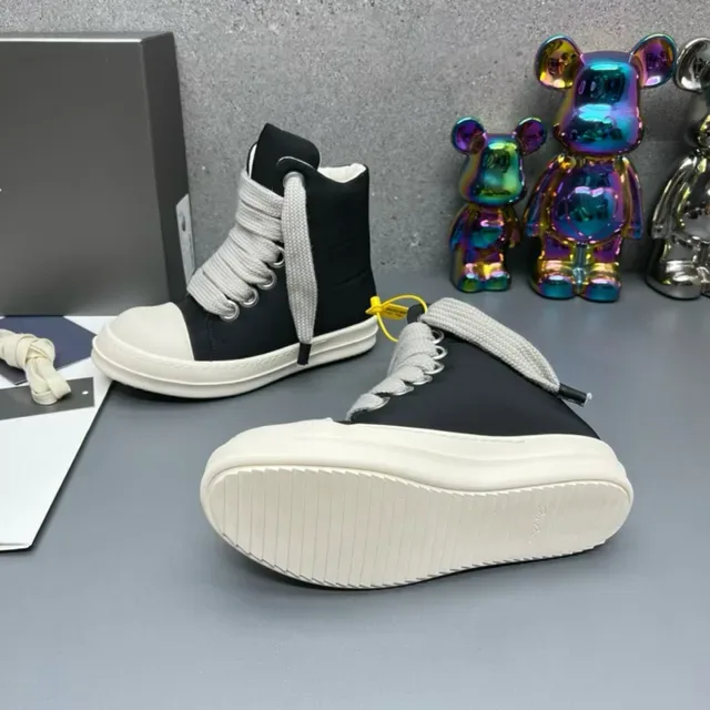 Black White High-Top Padded Collar Sneakers 5