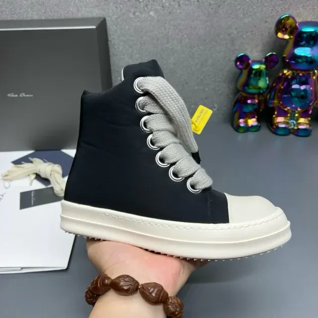 Black White High-Top Padded Collar Sneakers 7