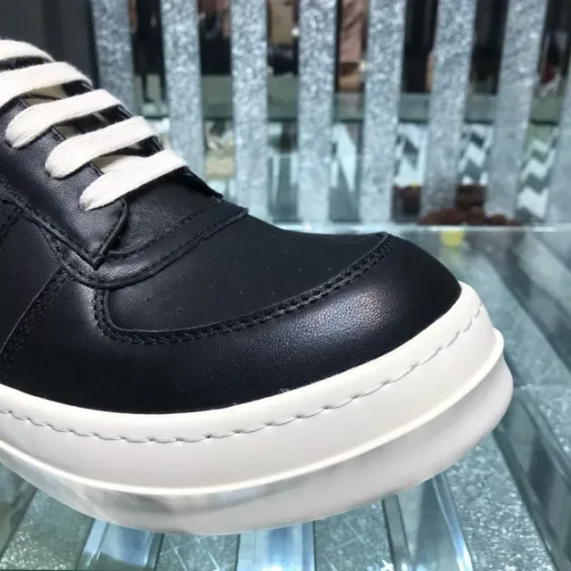 Black White Leather Upper Contrast Laces Lifestyle Sneakers 6