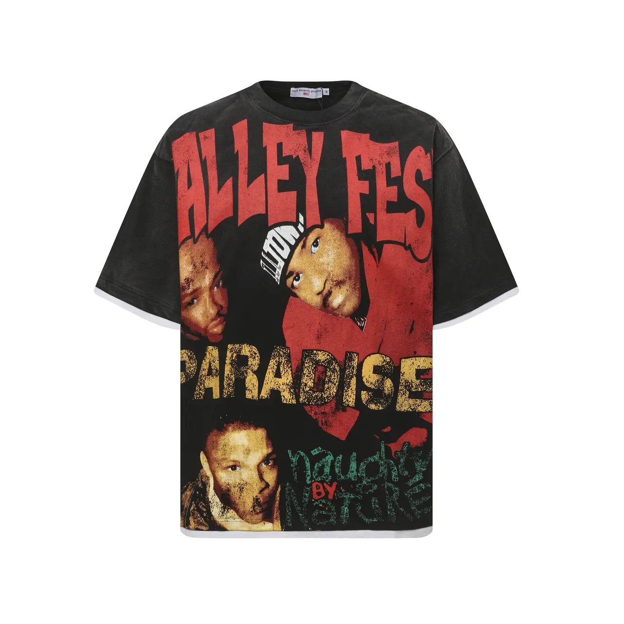 Black White Oversized Fit Distressed Graphic Print T-Shirt 4
