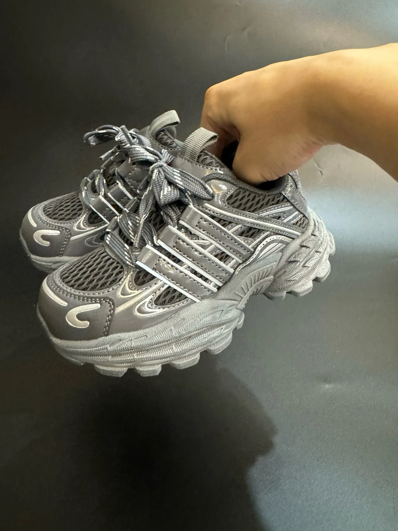 Black White Platform Sole Layered Synthetic Cage Overlays Chunky Sneakers 15