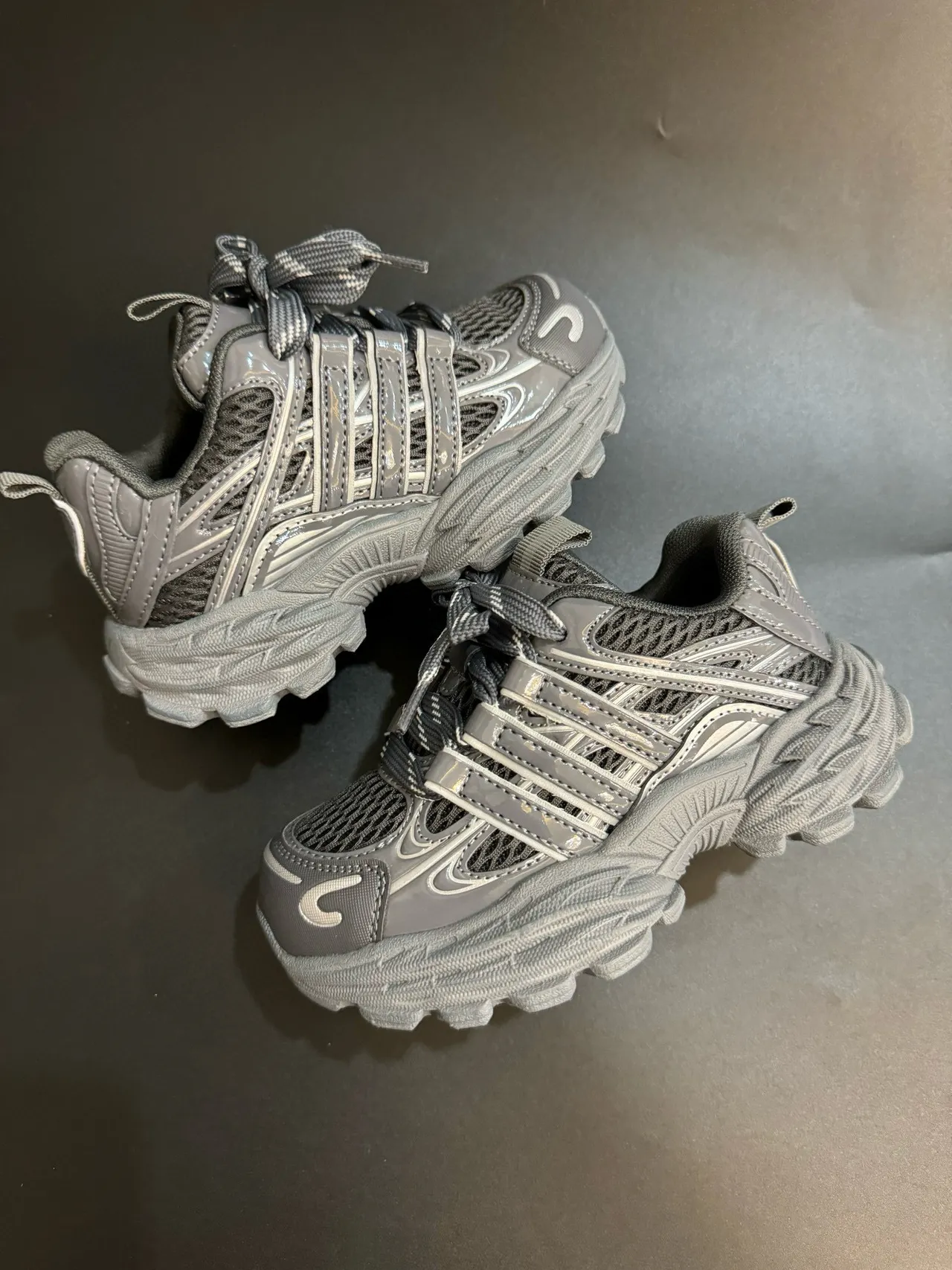 Black White Platform Sole Layered Synthetic Cage Overlays Chunky Sneakers 21
