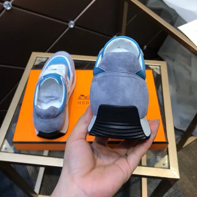 Blue and Gray Mixed-Material Low-Top Lifestyle Sneaker 4