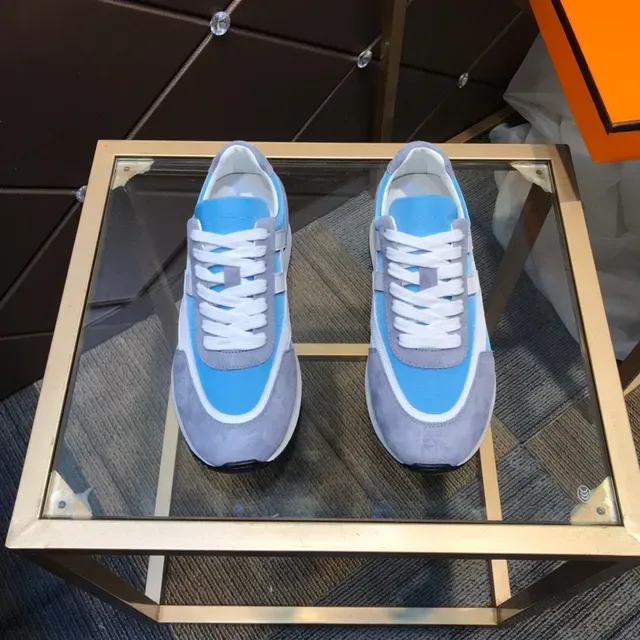 Blue and Gray Mixed-Material Low-Top Lifestyle Sneaker 7