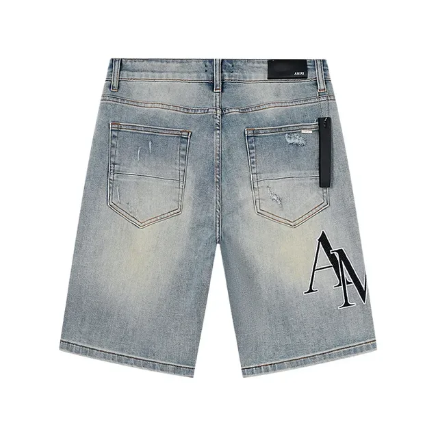 Blue Black Light-Wash Distressed Denim Mid-Thigh Length Shorts 3