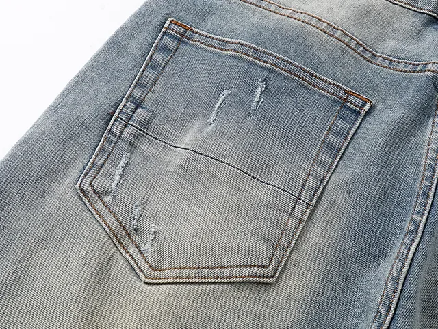 Blue Black Light-Wash Distressed Denim Mid-Thigh Length Shorts 7