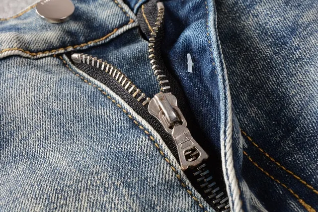 Blue Pink Light-Wash Distressed Patch Repair Detail Jeans 4