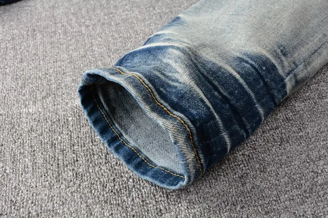Blue Pink Light-Wash Distressed Patch Repair Detail Jeans 13