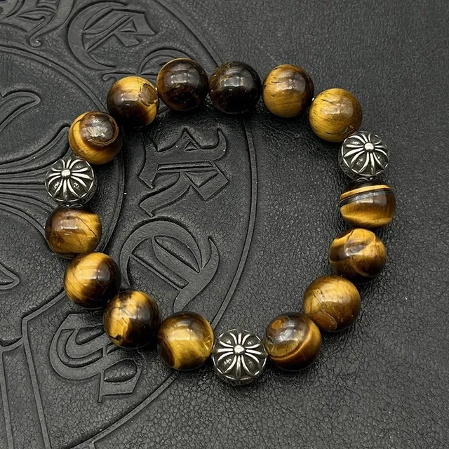 Blue Silver Round Turquoise Stone Beads Single Ornate Metal Bead Bracelet 4
