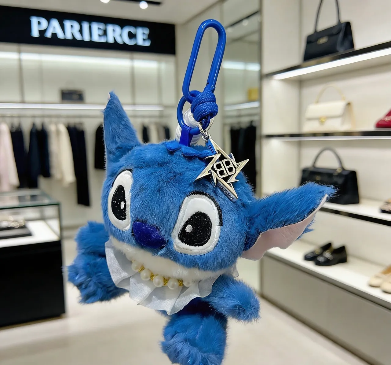 Blue White Plush Character Ruffled Collar Handbag 9