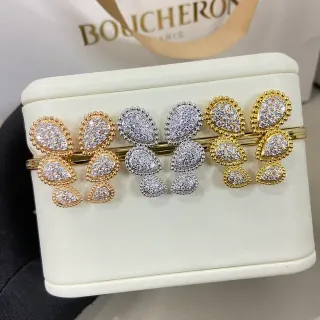 Boucheron Teardrop Pavé Crystal Gold and Silver Earrings